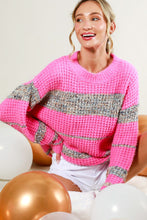 Pink Combo Tweed Color Block Sweater Top