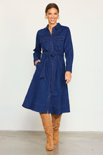 Dark Denim Long Sleeve Denim Shirt Dress