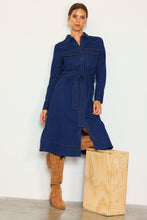 Dark Denim Long Sleeve Denim Shirt Dress