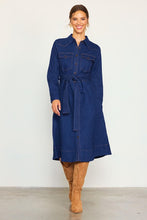 Dark Denim Long Sleeve Denim Shirt Dress