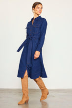 Dark Denim Long Sleeve Denim Shirt Dress