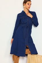 Dark Denim Long Sleeve Denim Shirt Dress