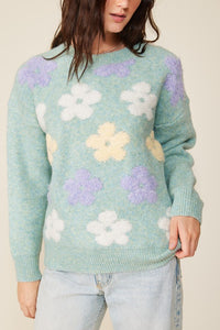 Sage Multi Color Flower Sweater