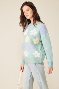 Sage Multi Color Flower Sweater