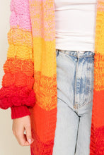 Rainbow Open Front Cable Knit Multi Color Ombre Cardigan