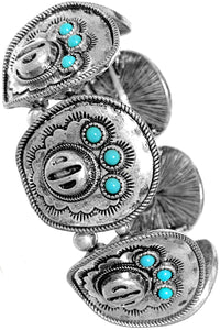 Turquoise Western Concho Cable Gemstone Cowboy Hat Bracelet