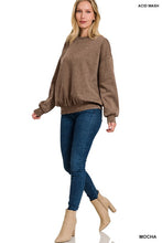 Brown Acid Wash Fleece Oversized Pullover