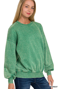 Forest Acid Wash Fleece Oversized Pullover
