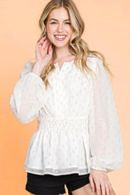 White Chiffon With Glittering Dot Waist Band Blouse