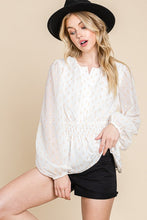 White Chiffon With Glittering Dot Waist Band Blouse