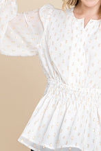 White Chiffon With Glittering Dot Waist Band Blouse