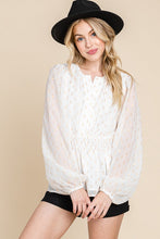 White Chiffon With Glittering Dot Waist Band Blouse