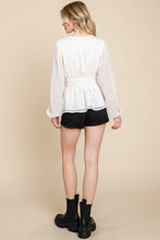 White Chiffon With Glittering Dot Waist Band Blouse