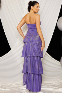 Purple Shimmer Metallic Layered Maxi Dress