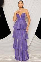 Purple Shimmer Metallic Layered Maxi Dress