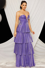 Purple Shimmer Metallic Layered Maxi Dress