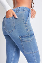 Medium Wash Junior High Rise Skinny Cargo Jeans