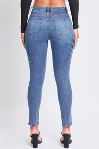 Dark Wash Junior High Rise Skinny Cargo Jeans
