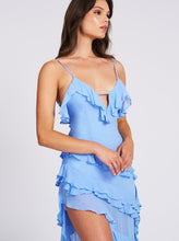 Theodora Cornflower Blue Rayon Ruffle Maxi Dress