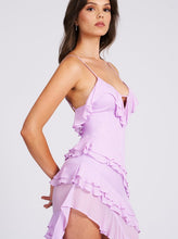 Theodora Lilac Rayon Ruffle Maxi Dress