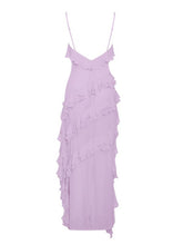 Theodora Lilac Rayon Ruffle Maxi Dress