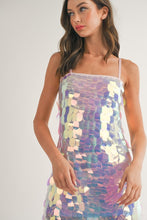 Ice Lt Pink Big Sequin Spaghetti Strap Mini Dress