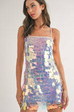 Ice Lt Pink Big Sequin Spaghetti Strap Mini Dress