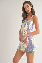 Ice Lt Pink Big Sequin Spaghetti Strap Mini Dress