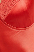 Rust Lace Trim Detail Bias Midi Dress