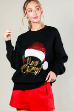 Black Santa Sequin Detail Sweater Top