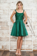 Emerald Rhinestone Square Neck Mikado Dress