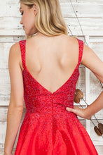 Red Rhinestone Square Neck Mikado Dress