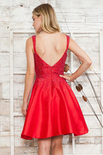 Red Rhinestone Square Neck Mikado Dress