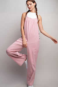 Dusty Pink Button Detailed Corduroy Overall