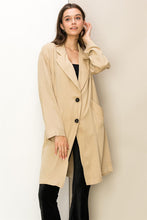Khaki Right Round Button-Front Oversized Coat