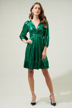 Emerald Amir Metallic Long Sleeve Mini Dress