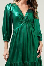 Emerald Amir Metallic Long Sleeve Mini Dress
