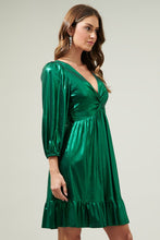 Emerald Amir Metallic Long Sleeve Mini Dress