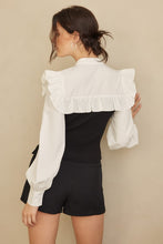 Off White Black Neck Ribbon Combination With Knit