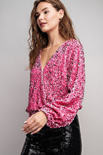 Dusty Pink Velvet Sequin Wrap Blouse Top