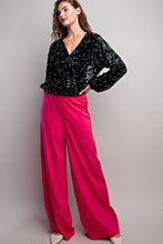 Black Velvet Sequin Wrap Blouse Top