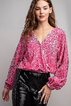 Dusty Pink Velvet Sequin Wrap Blouse Top