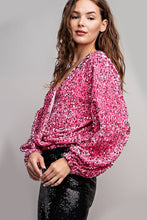 Dusty Pink Velvet Sequin Wrap Blouse Top