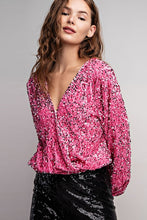 Dusty Pink Velvet Sequin Wrap Blouse Top