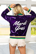 Purple/Mustard Back Mardi Gras Bomber Jacket