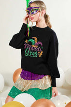 Black Long Sleeve Sequin Detail Mardigras Sweater Top