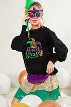 Black Long Sleeve Sequin Detail Mardigras Sweater Top