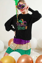 Black Long Sleeve Sequin Detail Mardigras Sweater Top