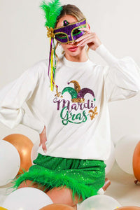 Off White Long Sleeve Sequin Detail Mardigras Sweater Top
