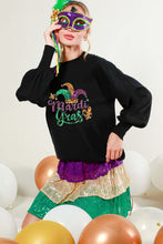Black Long Sleeve Sequin Detail Mardigras Sweater Top